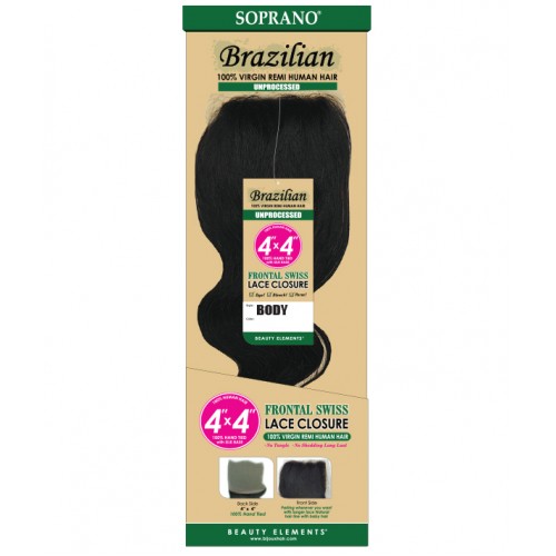 Soprano Brazilian 100% Virgin Remy Human Hair 4x4 Lace Closure Body Wave