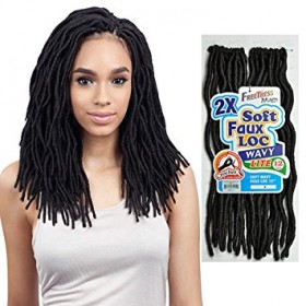 FreeTress Synthetic Hair Crochet Braids 2X Soft Wavy Faux Loc 12"