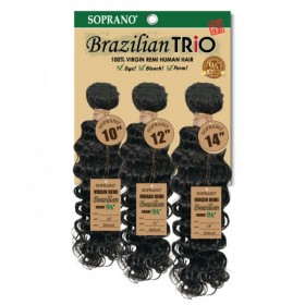 SOPRANO BRAZILIAN REMI VIRGIN BUNDLE TRIO 100% HUMAN HAIR DEEP WAVE 3PCS