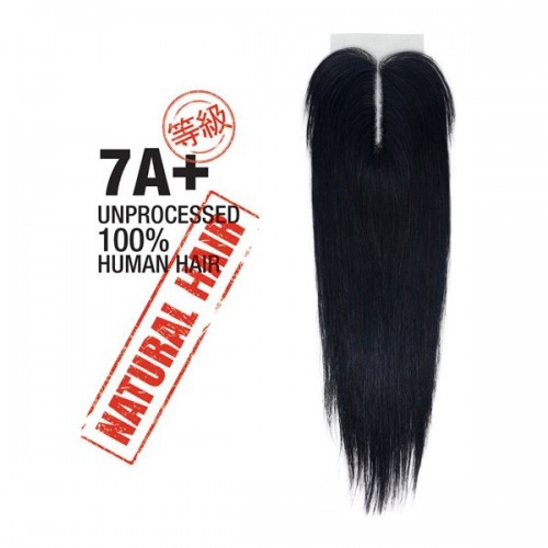 Unprocessed 100% Natural Human Hair 7A+ STRAIGHT LACE PART CLOSURE 12"
