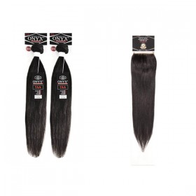 Onyx 100% Virgin Brazilian Human Hair Bundle Weave Straight 2 Bundle With 4x4 Lace closure Super Sale