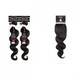 Onyx 100% Virgin Brazilian Human Hair Bundle Weave Body Wave 2 Bundle With 4x4 Lace closure Super Sale