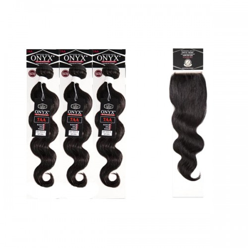 Onyx 100% Virgin Brazilian Human Hair Bundle Weave Body Wave 3 Bundle With 4x4 Lace closure Super Sale