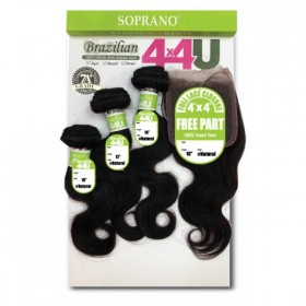 SOPRANO BRAZILIAN REMI VIRGIN HAIR BODY WAVE 3 BUNDLE WITH 4X4 CLOSURE