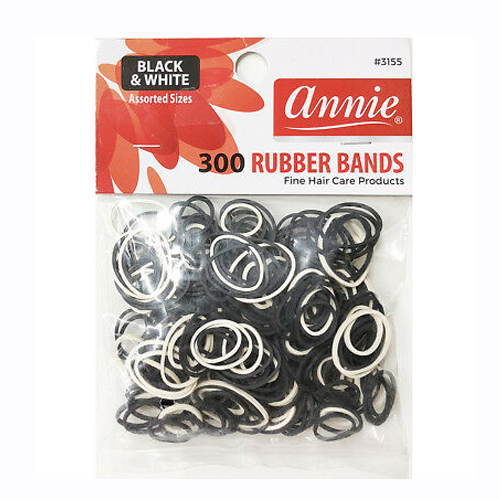 Annie 300 Rubber Bands #3155 Black & White
