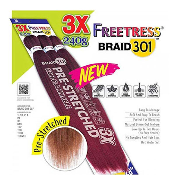 Freetress Synthetic Braid 3X Pre-Stretched Braid 301 28"