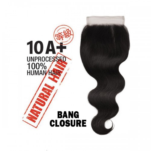 Unprocessed 100% Natural Human Hair 10A+ BODY WAVE BANG CLOSURE 12"