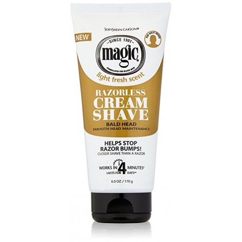 Magic Razorless Cream Shave Bald Smooth Head Maintenance 6 oz