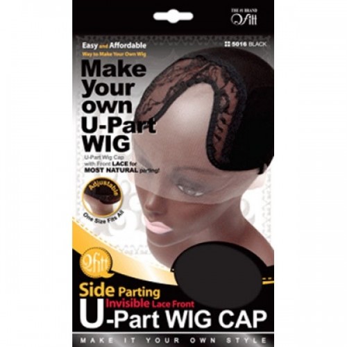 Qfitt Side Parting Invisible Lace Front U-Part Wig Cap #5016 Black