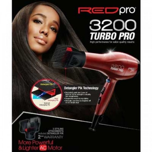 Red Pro by Kiss 3200 Turbo Pro Detangler Dryer