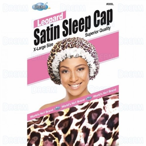 DREAM SATIN SLEEP CAP FASHION LEOPARD #089L
