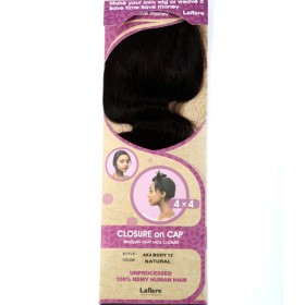 LAFLARE BRAZILIAN REMY 4X4 LACE CLOSURE ON CAP STRAIGHT 12"