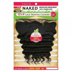 SAGA NAKED BRAZILIAN VIRGIN REMY 13X4 LACE FRONTAL CLOSURE LOOSE DEEP 